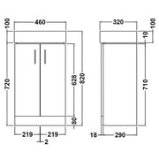 Eden Cloakroom Floor Standing Vanity Unit & Basin - Gloss White - Technical drawing