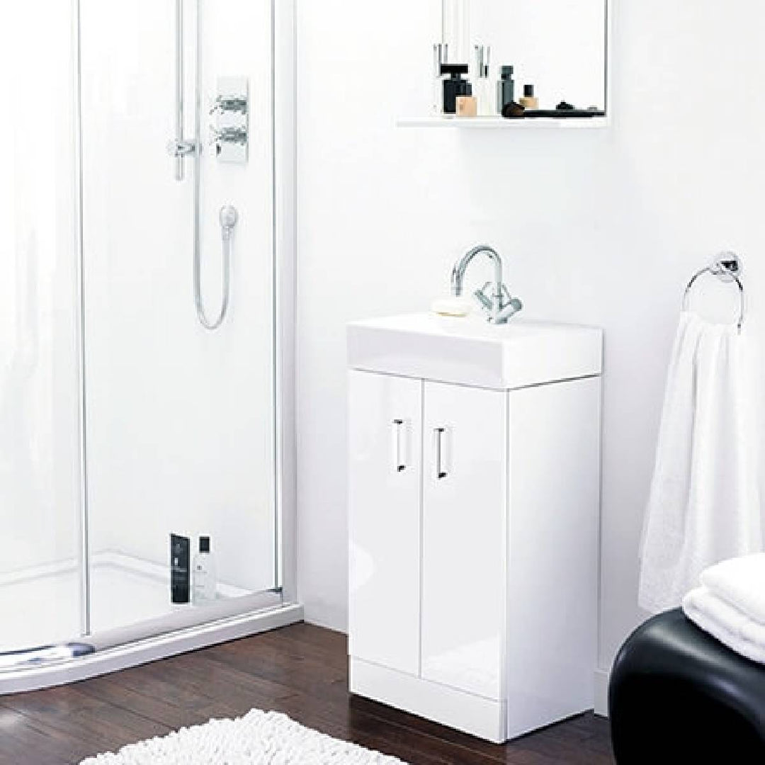 Eden Cloakroom Floor Standing Vanity Unit &amp; Basin - Gloss White