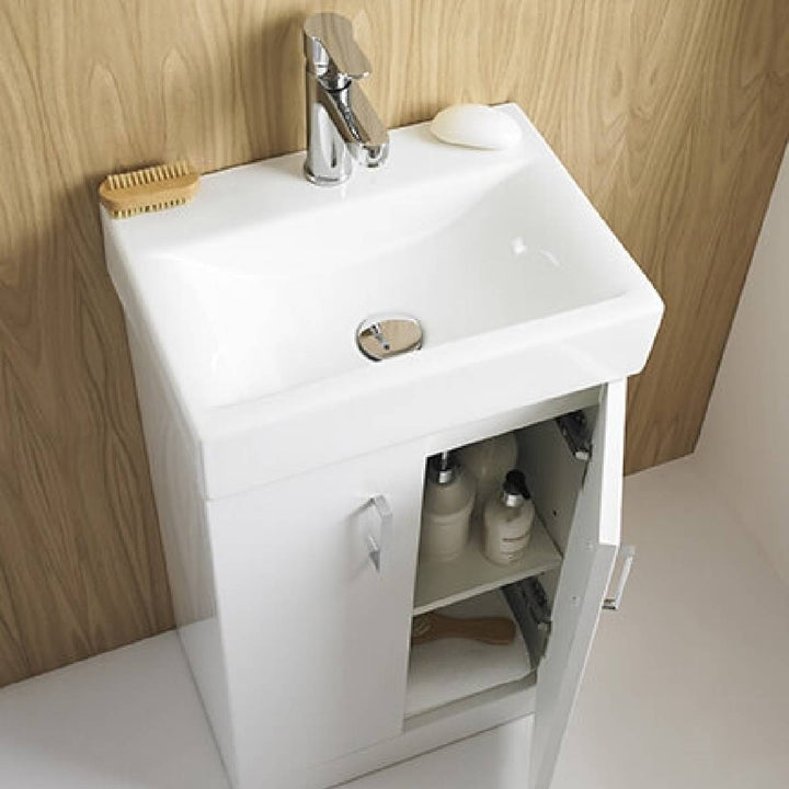 Eden Cloakroom Floor Standing Vanity Unit &amp; Basin - Gloss White