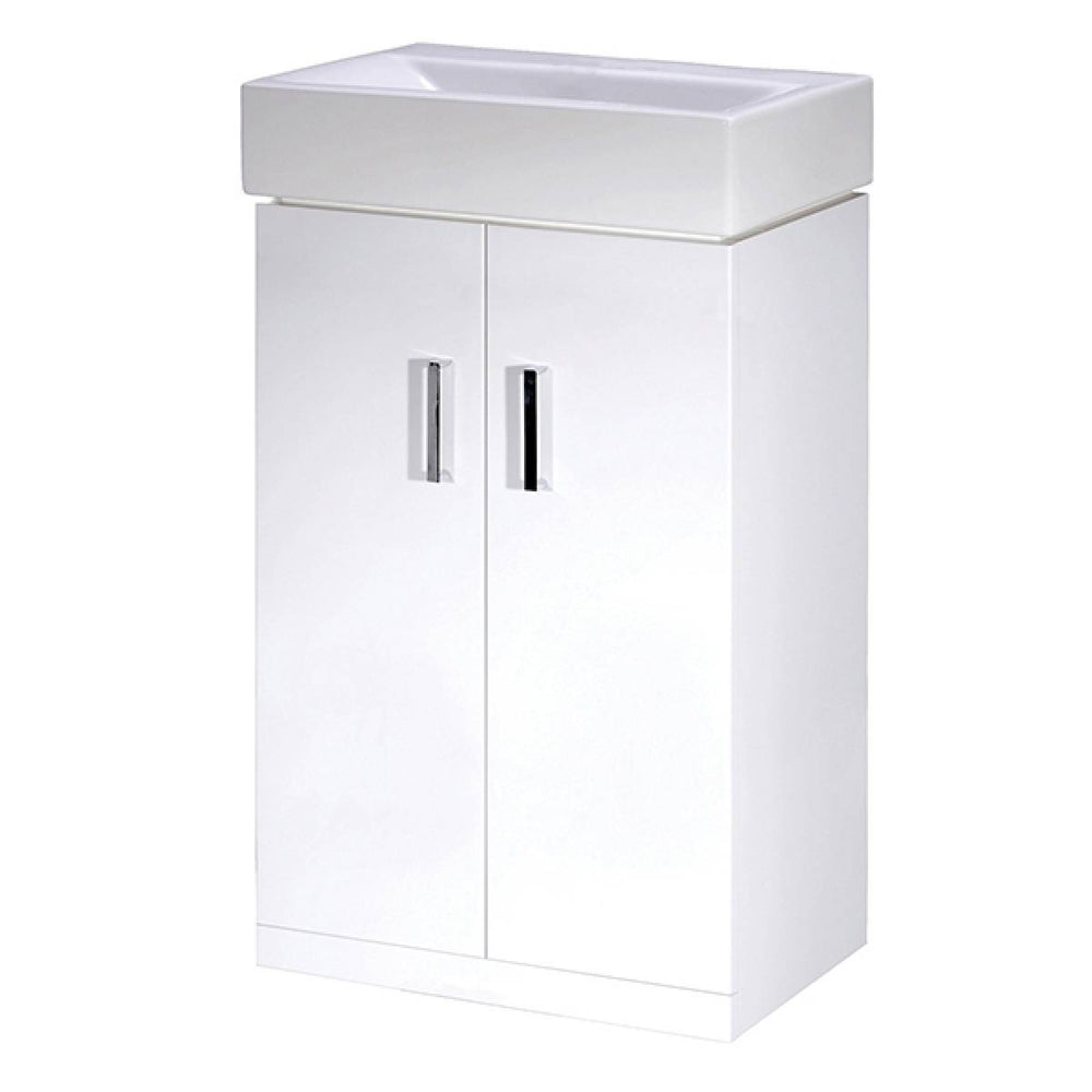 Eden Mini Cloakroom Floorstanding Vanity Unit & Basin - Gloss White