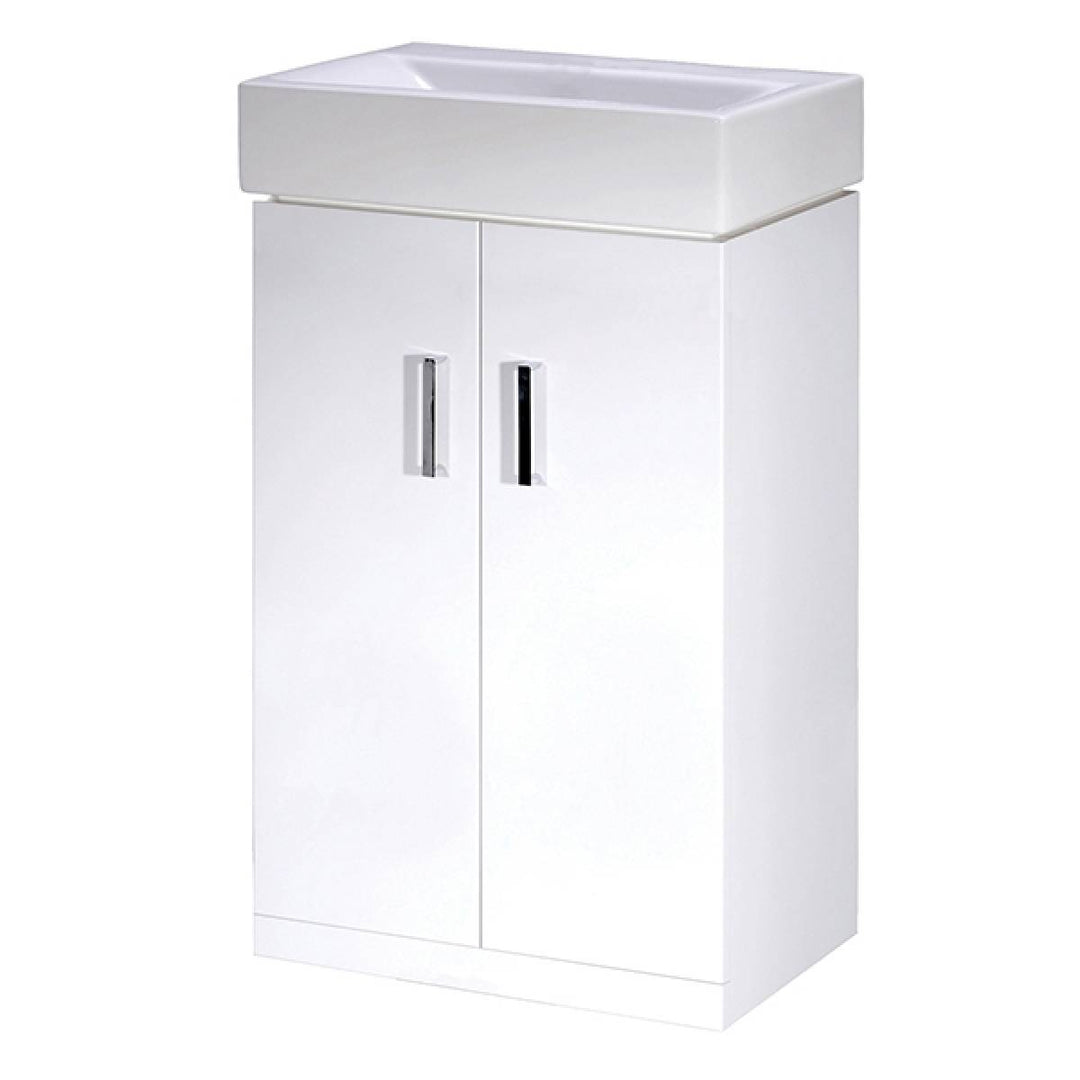 Eden Cloakroom Floor Standing Vanity Unit &amp; Basin - Gloss White