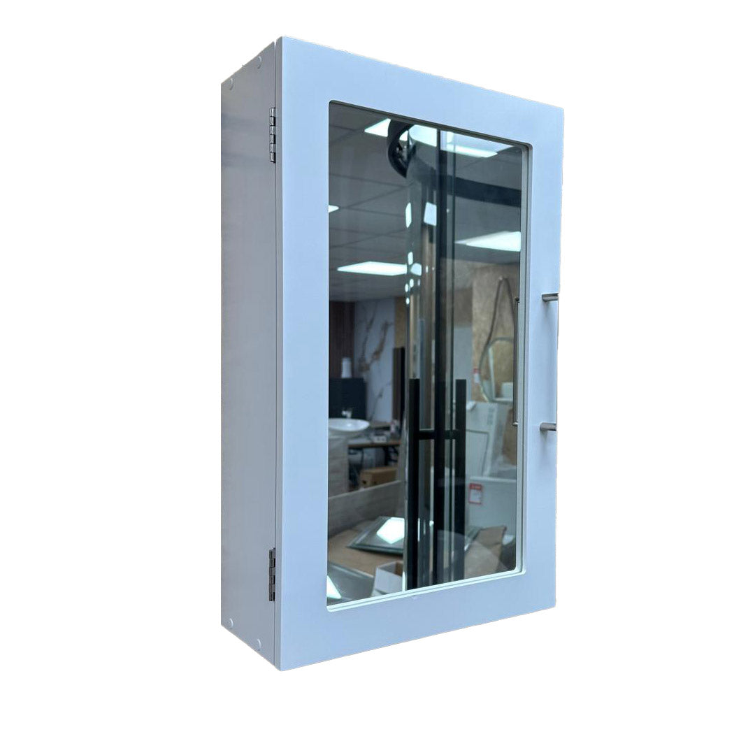 Matt White Single Framed Door Mirror Cabinet - 500H x 300W x 140Dmm - Flatpack