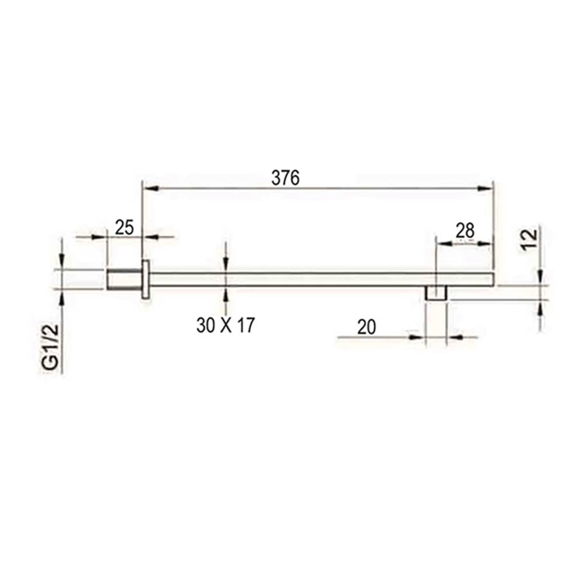 Square Wall Mounted Arm - Technical drawing