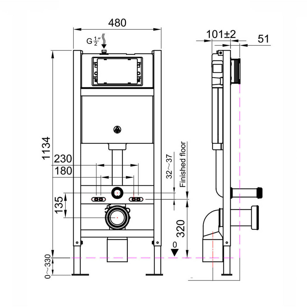 Wal Hung Toilet Frame &amp; Cistern