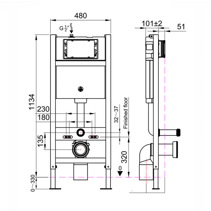Wal Hung Toilet Frame &amp; Cistern