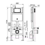 Wall Hung Toilet Frame & Cistern - Technical drawing