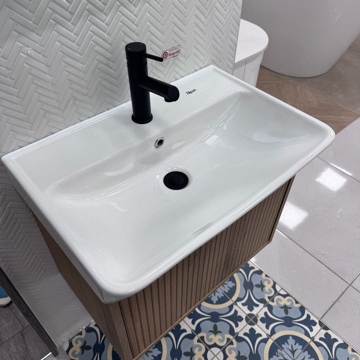 Josef Martin Lyon 600mm Wall Hung Vanity Unit &amp; Inset Basin - Acousta Oak