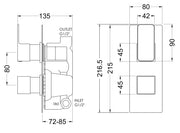 Nuie Windon Twin Thermostatic Valve - Brushed Gun Metal - Technical drawing