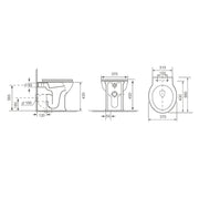 Windsor Rimless Back to Wall Toilet & Soft Close Seat - Technical drawing