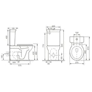 Windsor Rimless Fully Back to Wall Toilet & Soft Close Seat - Technical drawing