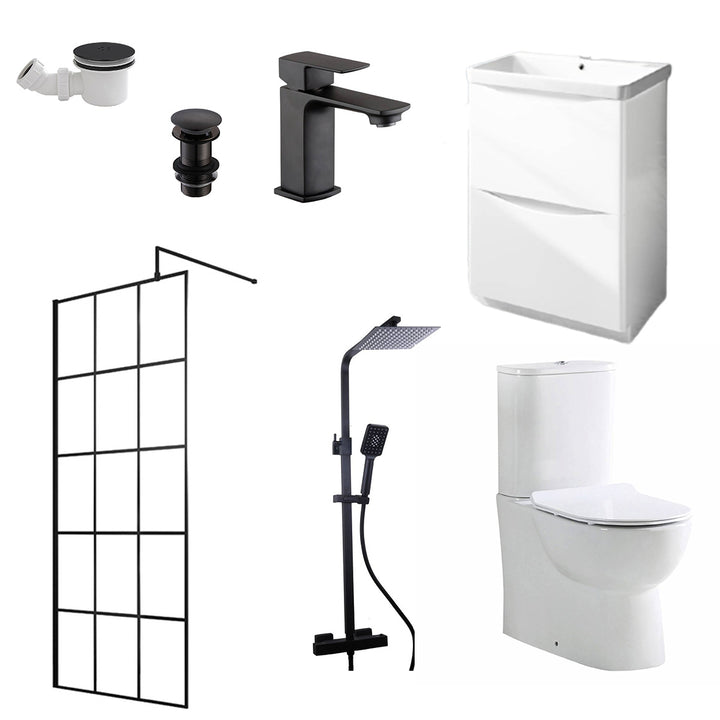 Walk In Shower Complete Suite Pack - Black