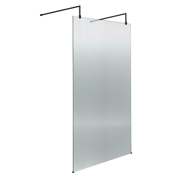 Hudson Reed 1000mm Fluted Wetroom Screen with Arms &amp; Feet - Matt Black
