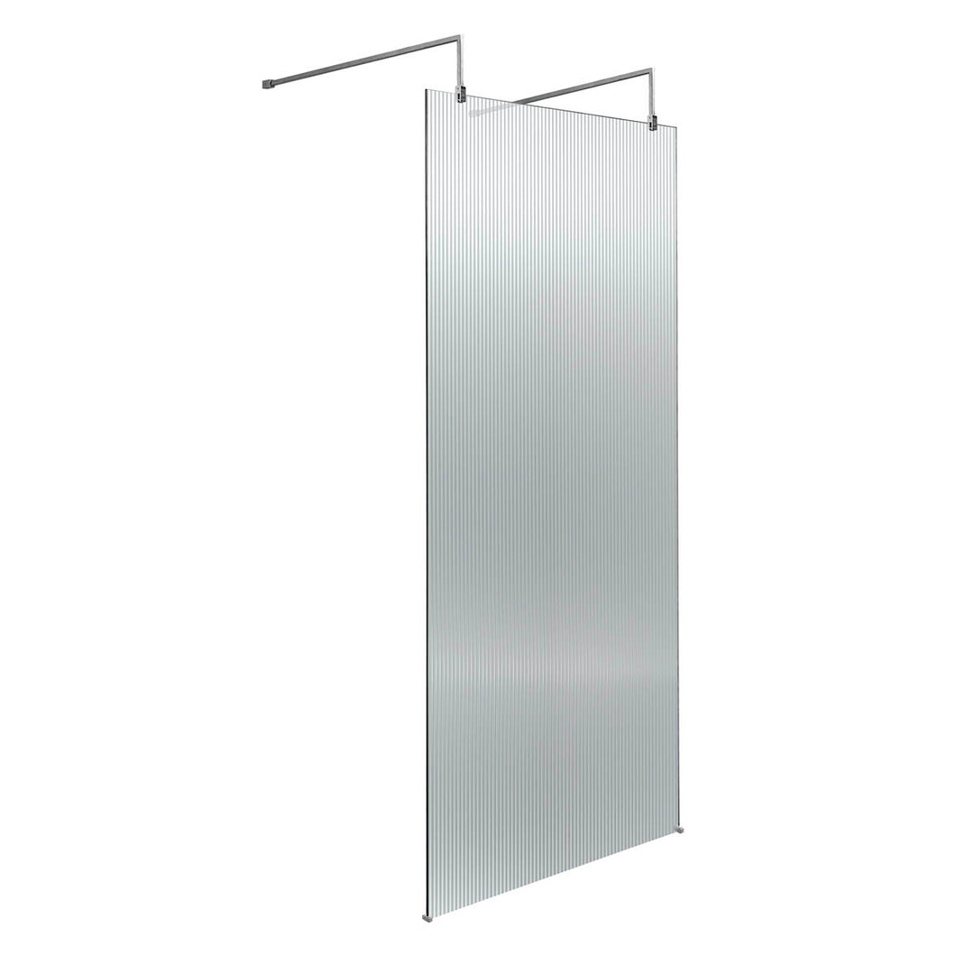 Hudson Reed 800mm Fluted Wetroom Screen with Arms &amp; Feet - Chrome