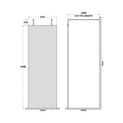 Hudson Reed 800mm Fluted Wetroom Screen with Arms & Feet - Chrome - Technical drawing