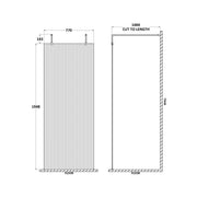 Hudson Reed 900mm Fluted Wetroom Screen with Arms & Feet - Chrome - Technical drawing