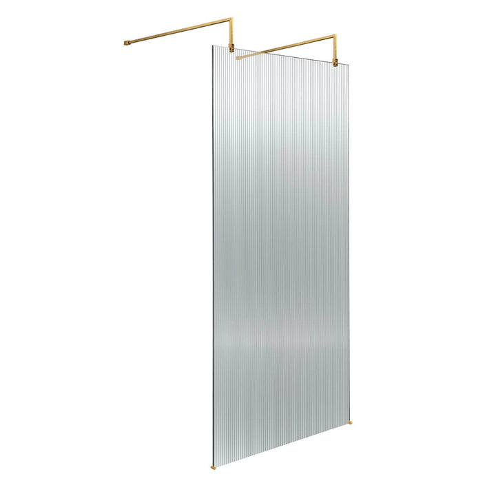 Hudson Reed 900mm Fluted Wetroom Screen with Arms &amp; Feet - Brushed Brass