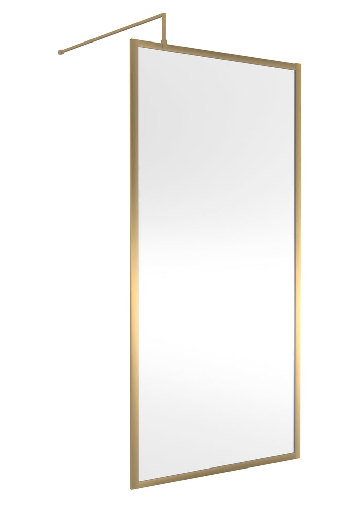 Hudson Reed Full Outer Frame Wetroom Screen 1950x1000x8mm - Brushed Brass