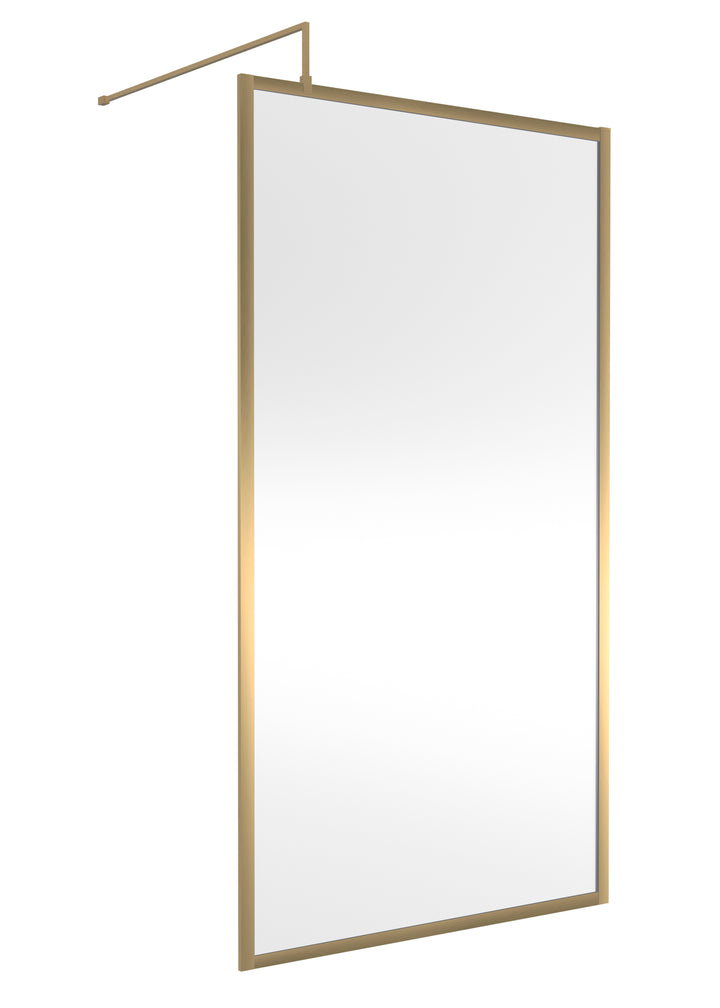 Hudson Reed Full Outer Frame Wetroom Screen 1950x1100x8mm - Brushed Brass