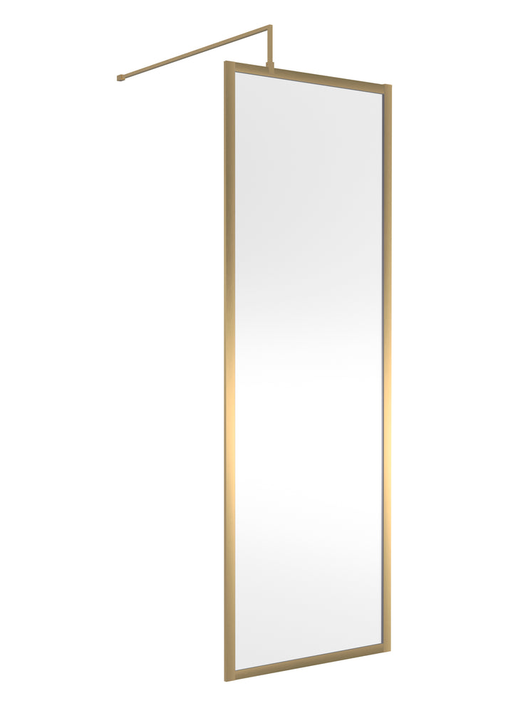 Hudson Reed Full Outer Frame Wetroom Screen 1950x700x8mm - Brushed Brass