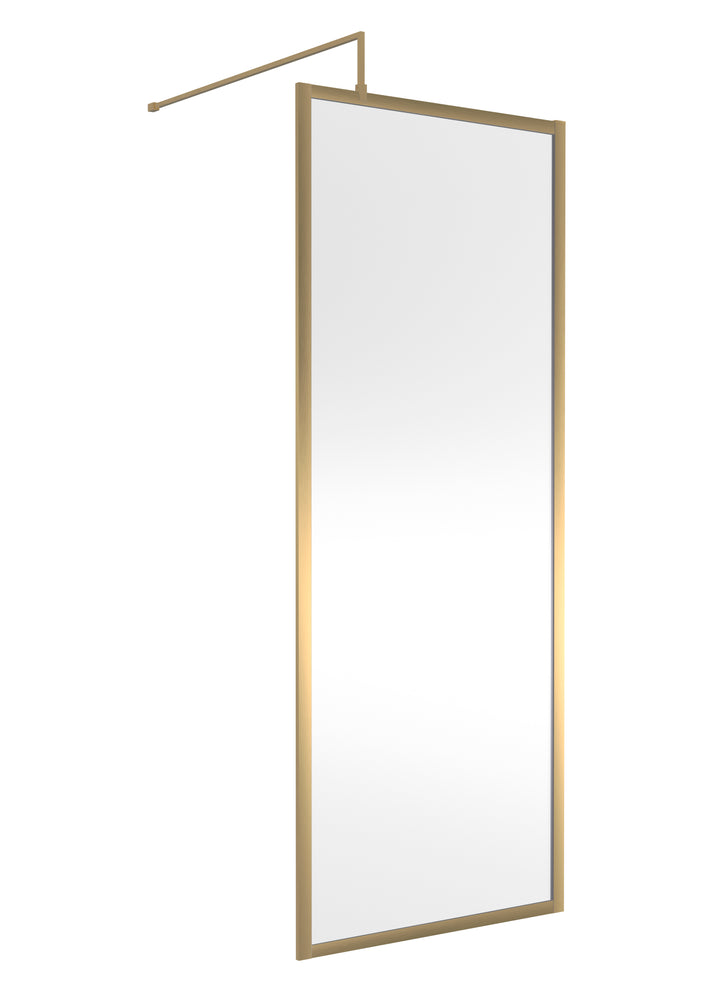 Hudson Reed Full Outer Frame Wetroom Screen 1950x800x8mm - Brushed Brass