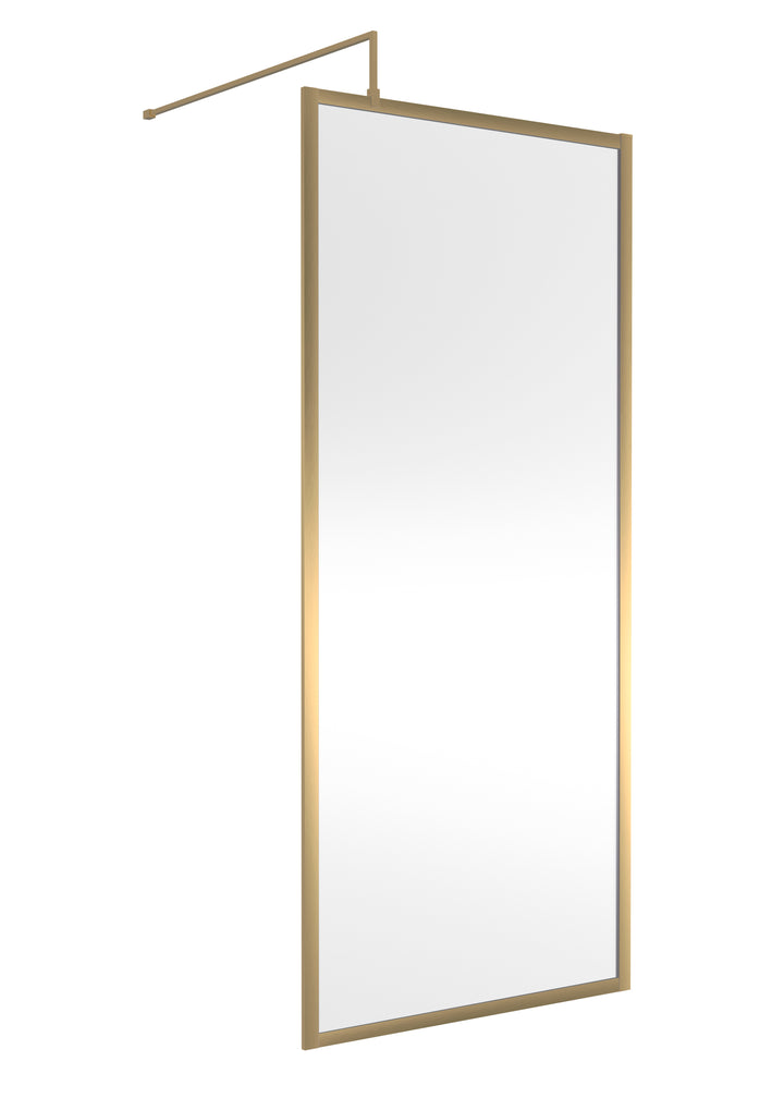 Hudson Reed Full Outer Frame Wetroom Screen 1950x900x8mm - Brushed Brass