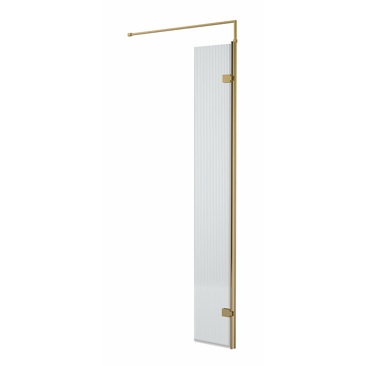 Hudson Reed Fluted 300mm Wetroom Swing Screen - Brushed Brass