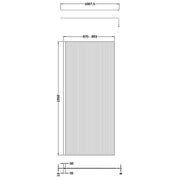 Hudson Reed 900mm Fluted Wetroom Screen including Support Bar - Brushed Brass - Technical drawing