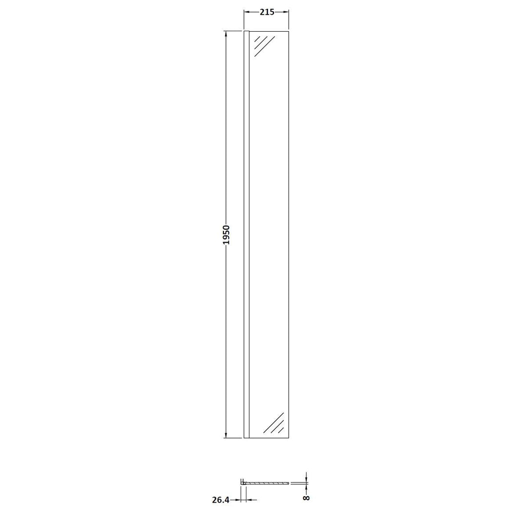 Hudson Reed 215mm Wetroom Return Screen - Gun Metal