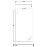 Hudson Reed 1100mm Wetroom Screen & Support Bar - Brushed Brass - Technical drawing
