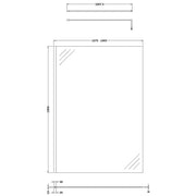 Hudson Reed 1400mm Wetroom Screen & Support Bar - Brushed Brass - Technical drawing