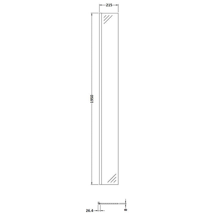 Hudson Reed 215mm Wetroom Return Screen - Brushed Brass