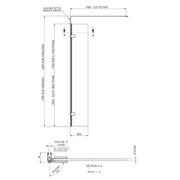 Hudson Reed 300mm Wetroom Swing Screen - Brushed Brass - Technical drawing