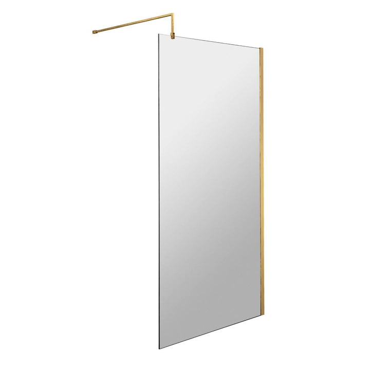Hudson Reed 900mm Wetroom Screen &amp; Support Bar WRSBB90 - Brushed Brass