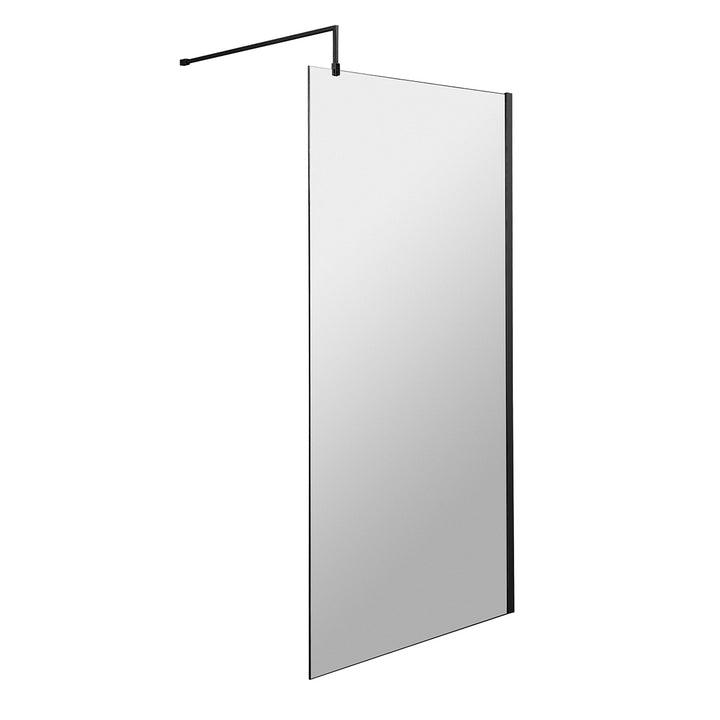 Hudson Reed 1200mm Wetroom Screen &amp; Support Bar - Matt Black