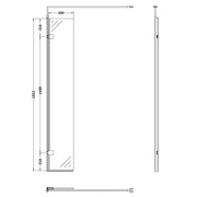 Hudson Reed 300mm Wetroom Swing Screen - Matt Black - Technical drawing