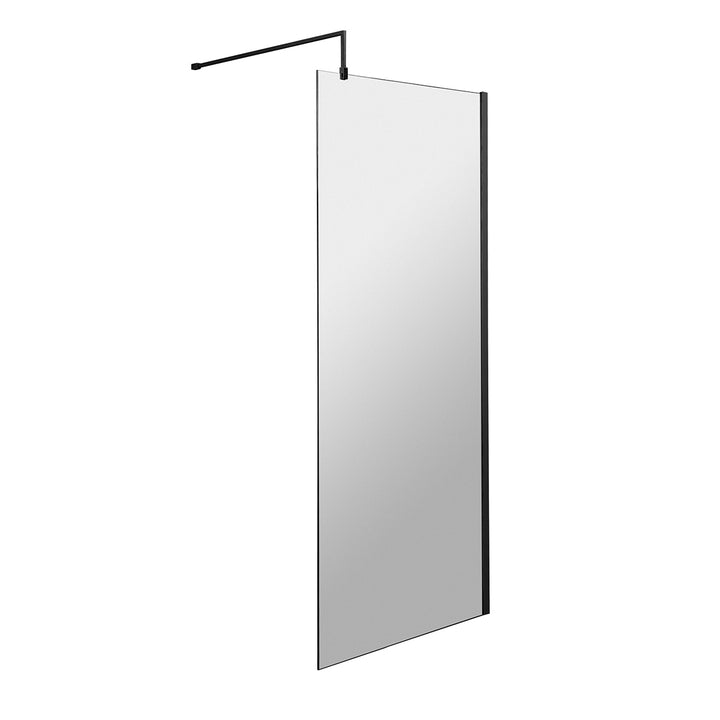 Hudson Reed 700mm Wetroom Screen &amp; Support Bar - Matt Black