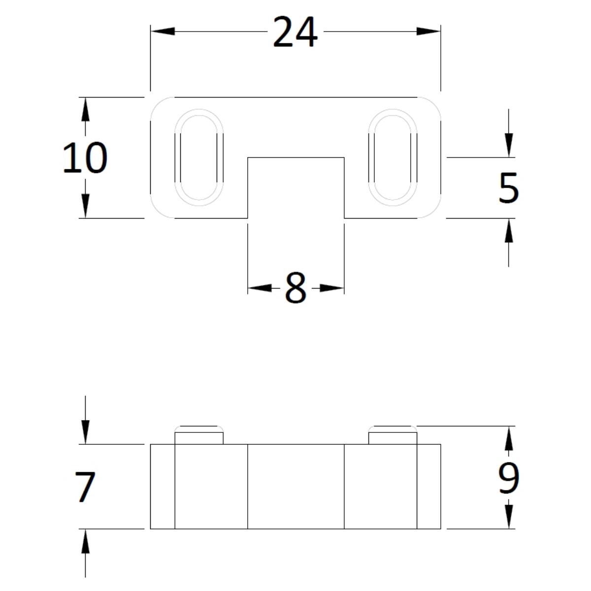 Hudson Reed Wetroom Screen Support Foot WRSF017 - Brushed Brass - Technical drawing