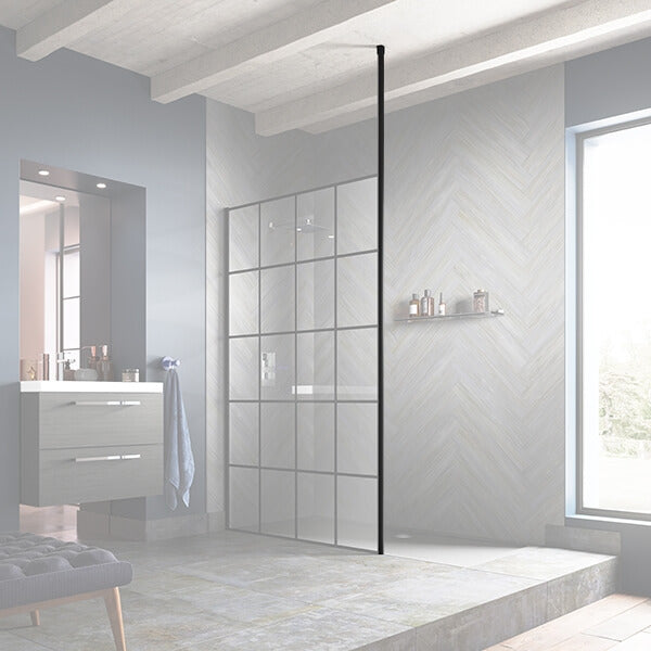 Hudson Reed Wetroom Screen Ceiling Post - Black WRSF006