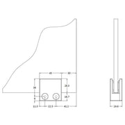 Hudson Reed Wetroom Screen Support Foot - Matt Black WRSF008 - Technical drawing