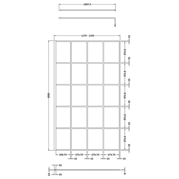 Hudson Reed 1200mm Framed Wetroom Screen - Matt Black WRSF12