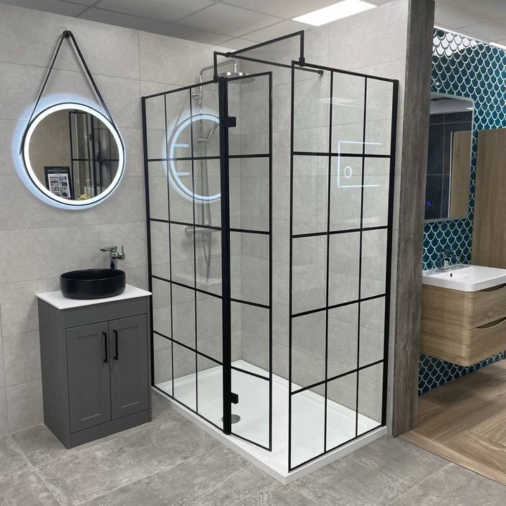 Hudson Reed 900mm Framed Wetroom Screen - Matt Black WRSF090