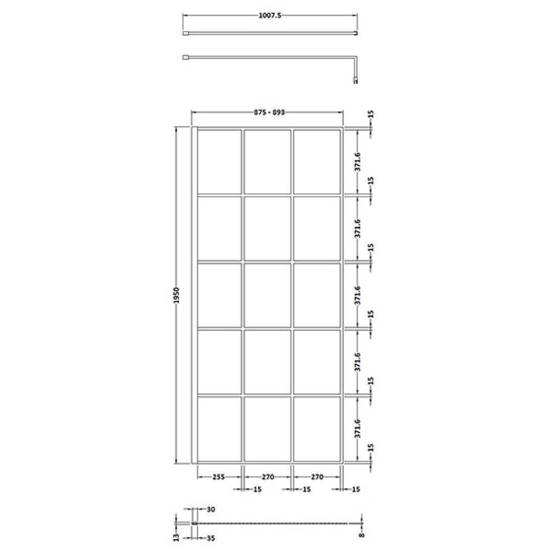 Hudson Reed 900mm Framed Wetroom Screen - Matt Black WRSF090