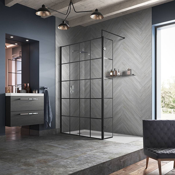 Hudson Reed 1000mm Framed Wetroom Screen - Matt Black WRSF10