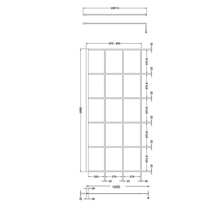 Hudson Reed 1000mm Framed Wetroom Screen - Matt Black WRSF10