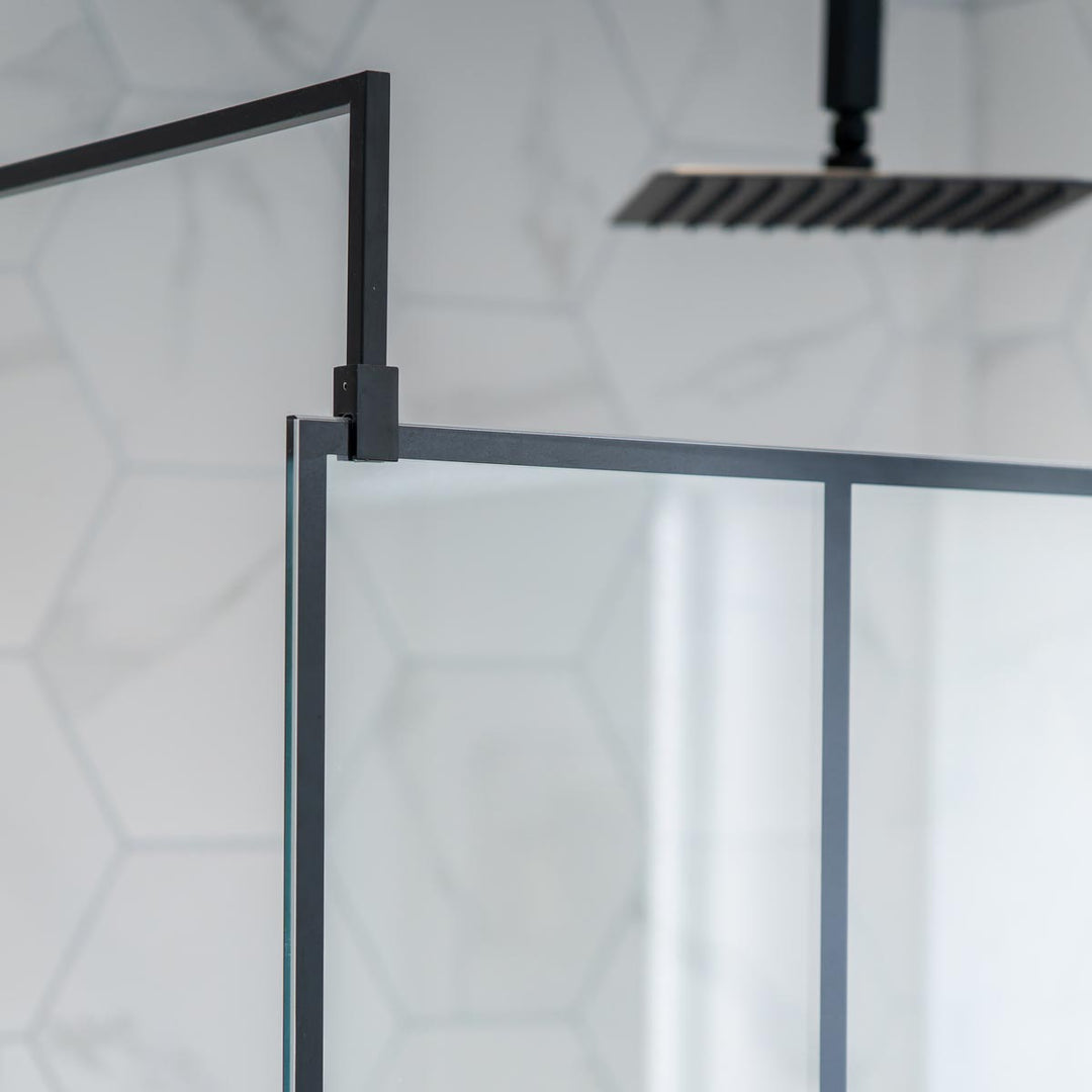Hudson Reed 1100mm Framed Wetroom Screen - Matt Black
