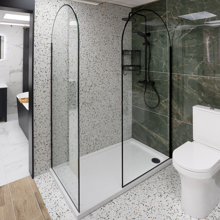 Hudson Reed 800mm Arched Wetroom Screen - Matt Black