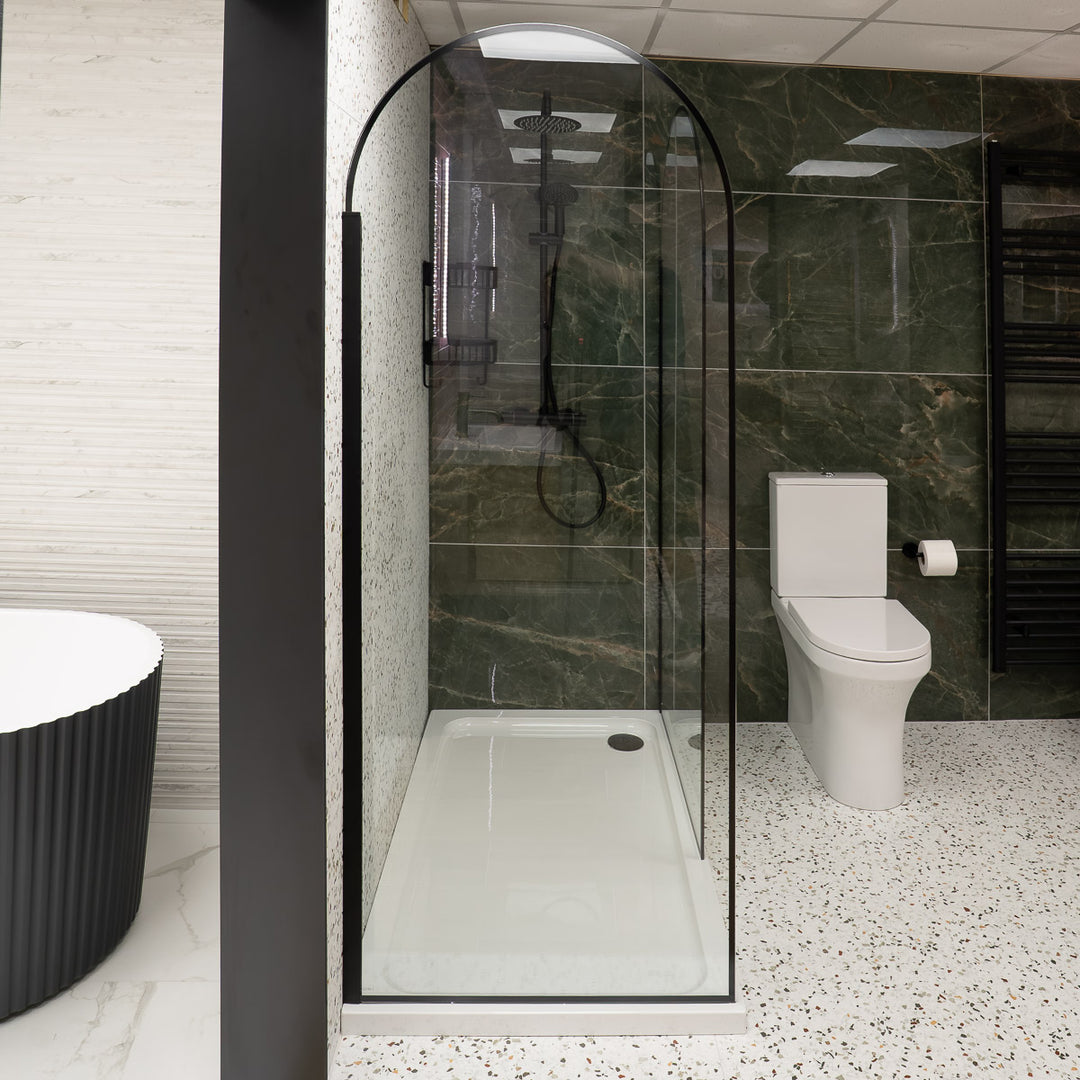 Hudson Reed 800mm Arched Wetroom Screen - Matt Black