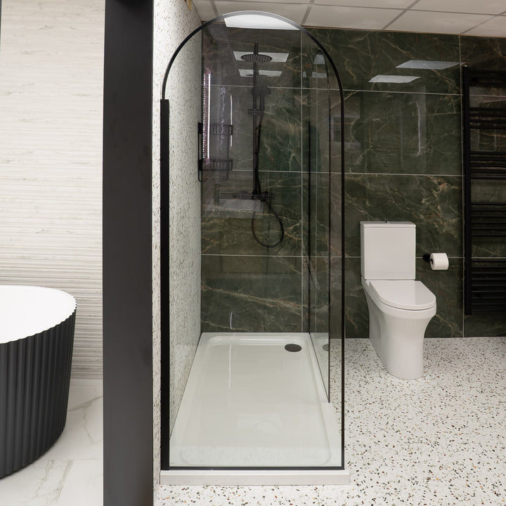 Hudson Reed 800mm Arched Wetroom Screen - Matt Black