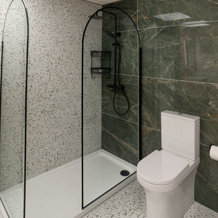 Hudson Reed 800mm Arched Wetroom Screen - Matt Black