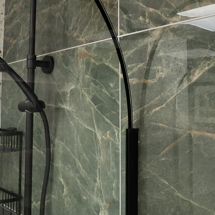 Hudson Reed 800mm Arched Wetroom Screen - Matt Black